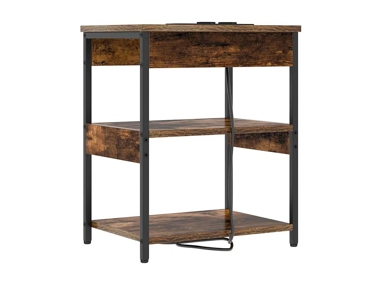 Mesita de Noche | Armario de Noche | Mesa auxiliar Roble ahumado Madera contrachapada