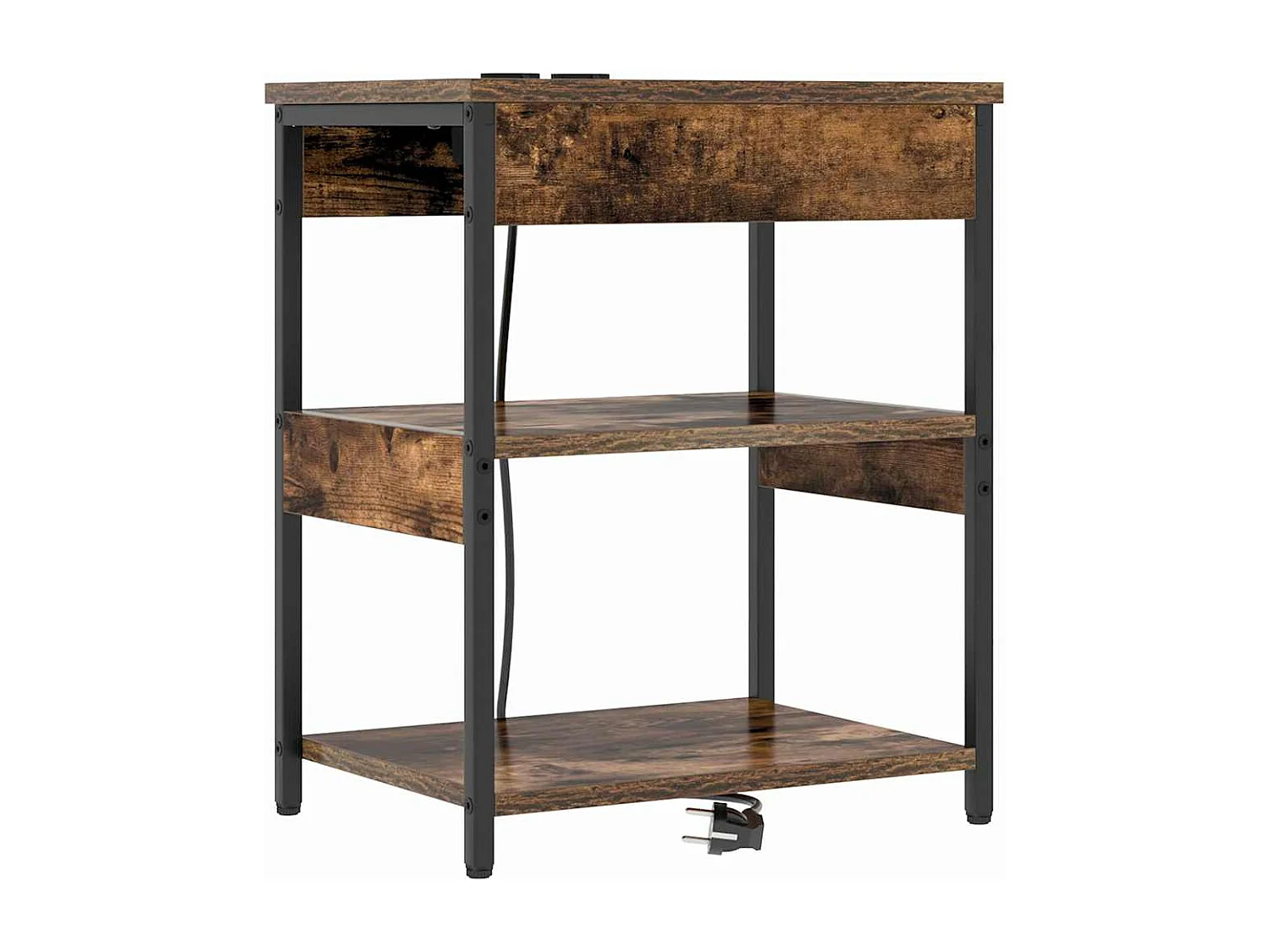 Mesita de Noche | Armario de Noche | Mesa auxiliar Roble ahumado Madera contrachapada