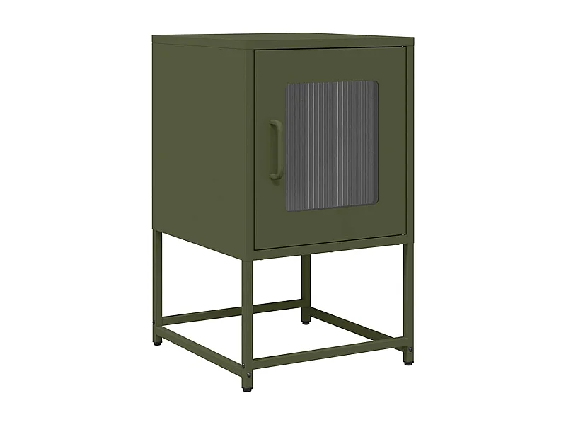 Mesa de Cabeceira | Criado-mudo Moderno 36x39x60.5 cm aço laminado a frio verde-azeitona