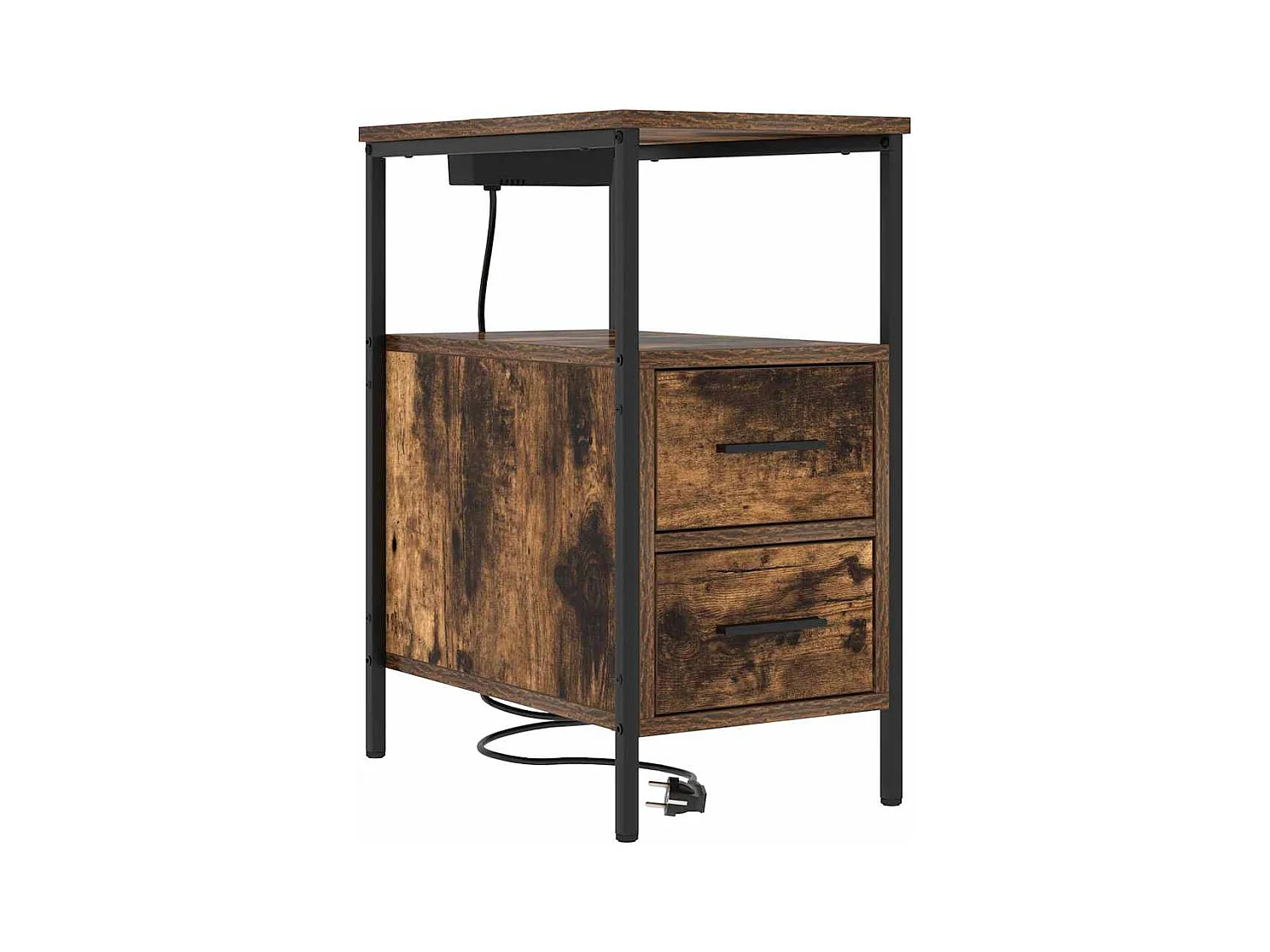 Mesa de Noche | Mesa auxiliar con cajón 2 uds. Roble ahumado 30x48x61 cm