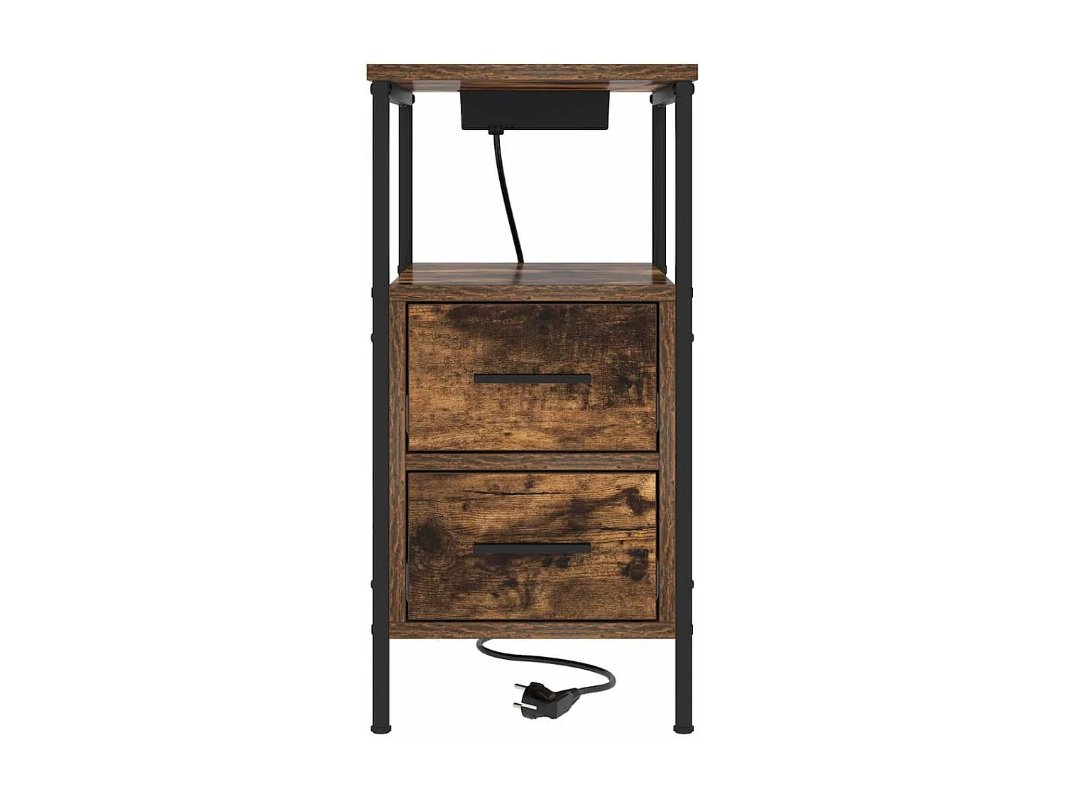 Mesa de Noche | Mesa auxiliar con cajón 2 uds. Roble ahumado 30x48x61 cm