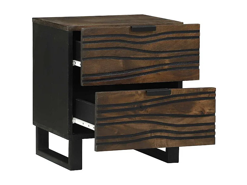 Mesita de Noche | Armario de Noche Nogal 40x33x46 cm madera maciza de mango