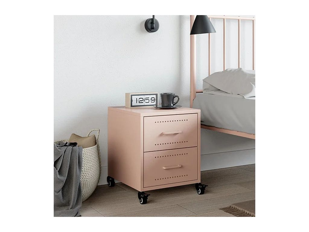 Mesita de noche | Mesilla de noche acero rosa 36x39x43,5 cm