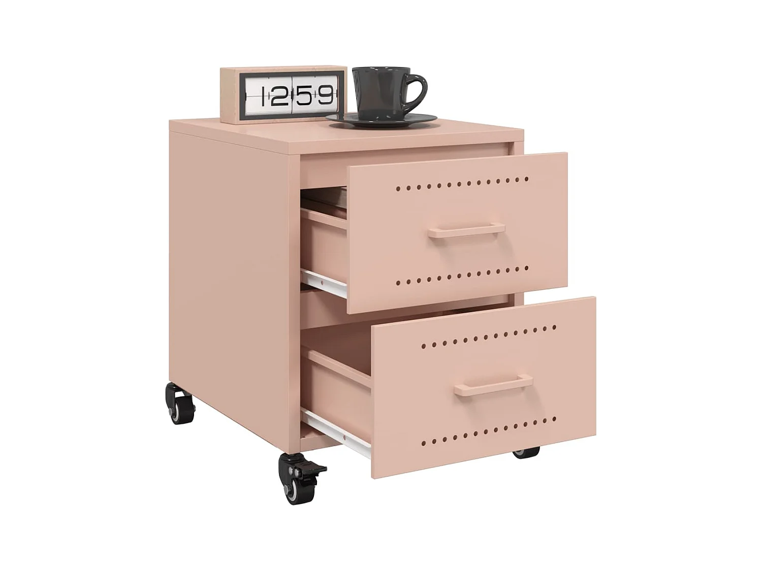 Mesita de noche | Mesilla de noche acero rosa 36x39x43,5 cm