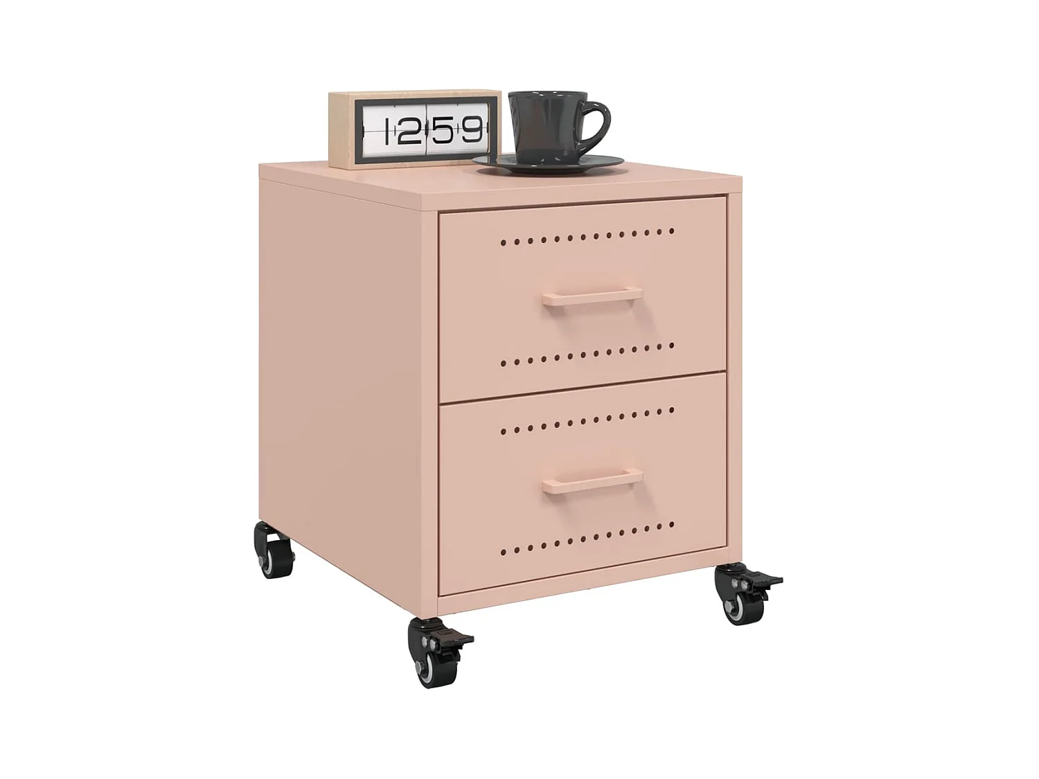 Mesita de noche | Mesilla de noche acero rosa 36x39x43,5 cm