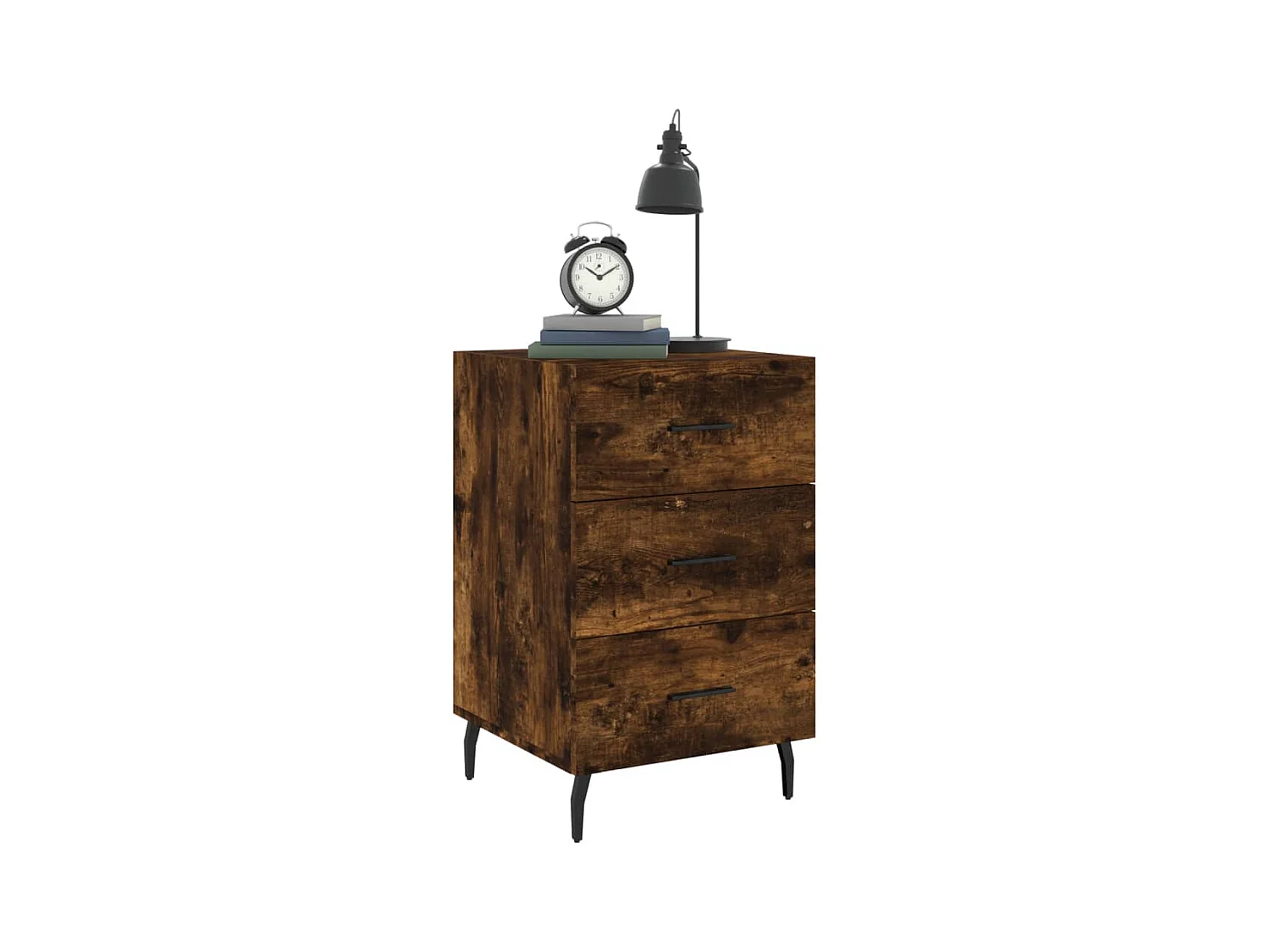 Mesita de noche | Mesilla de noche madera de ingeniería roble ahumado 40x40x66 cm