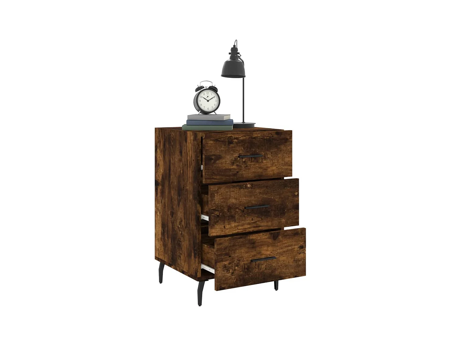 Mesita de noche | Mesilla de noche madera de ingeniería roble ahumado 40x40x66 cm