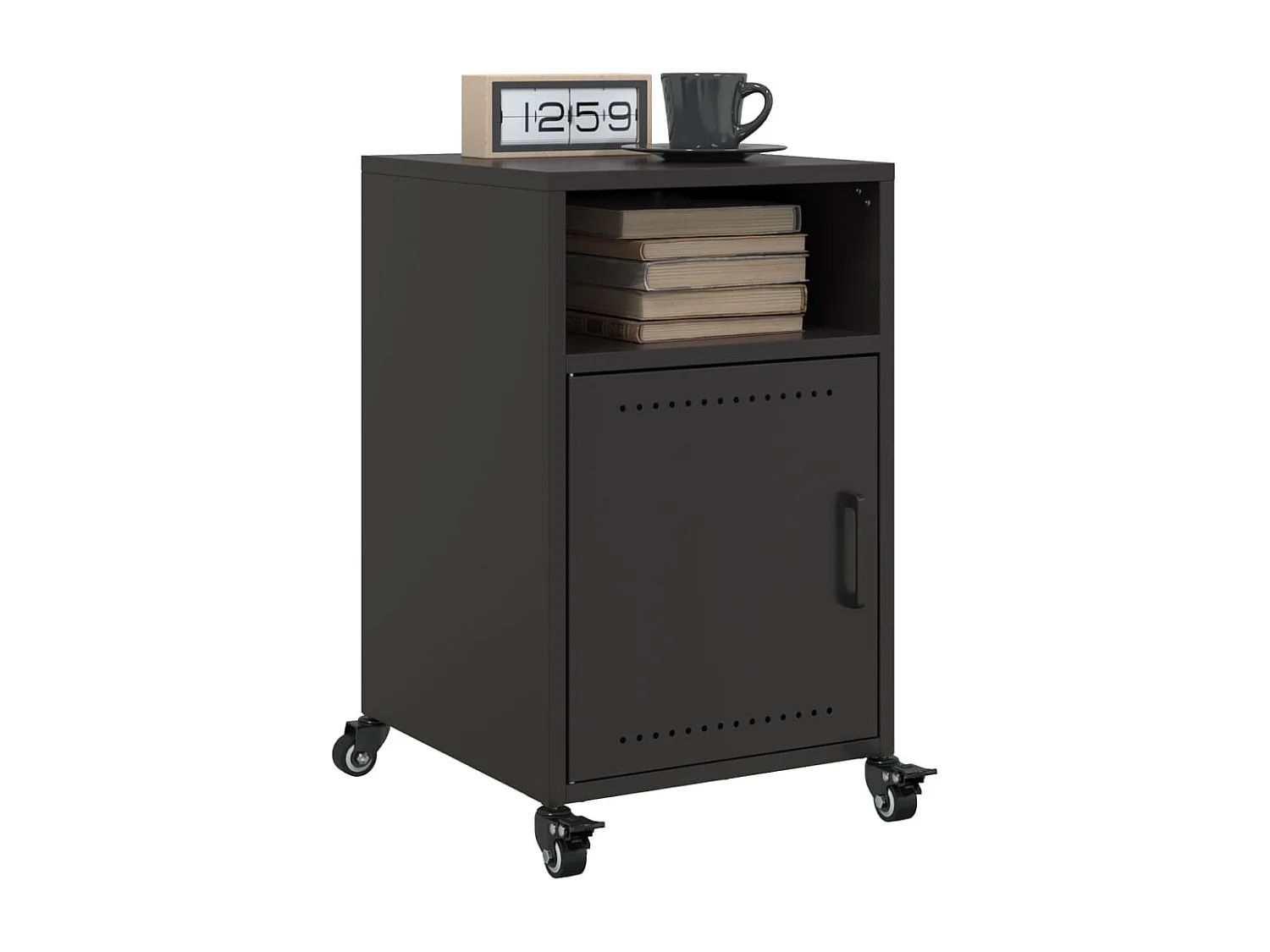 Nachttisch 2er Set-Beistelltisch-Nachttischkommode Schwarz 36x39x59 cm Stahl SHL73333