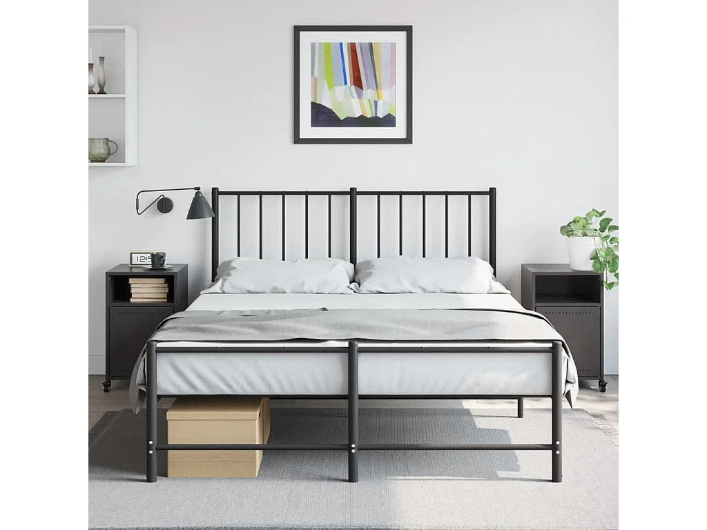 Nachttisch 2er Set-Beistelltisch-Nachttischkommode Schwarz 36x39x59 cm Stahl SHL73333