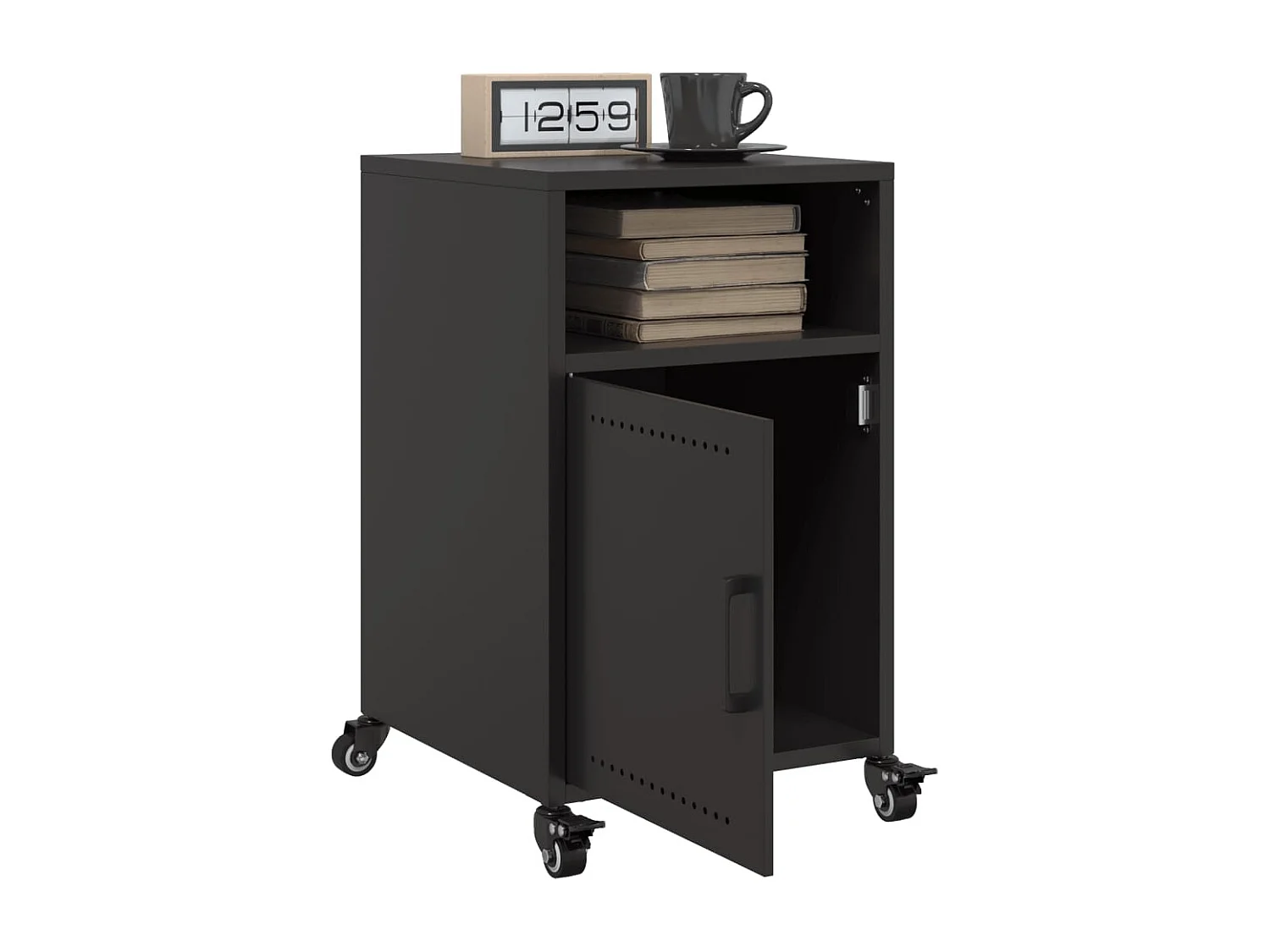 Nachttisch 2er Set-Beistelltisch-Nachttischkommode Schwarz 36x39x59 cm Stahl SHL73333