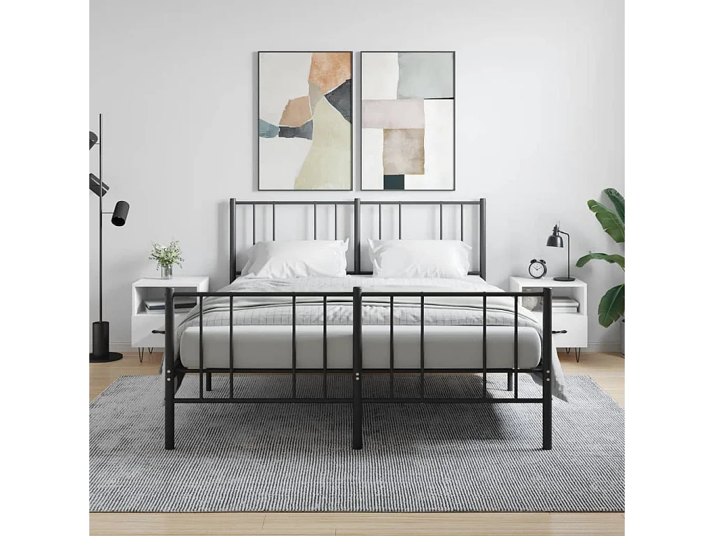 Nachttisch 2er Set-Beistelltisch-Nachttischkommode Hochglanz-Weiß 40x35x47,5 cm Holzwerkstoff SHL66602