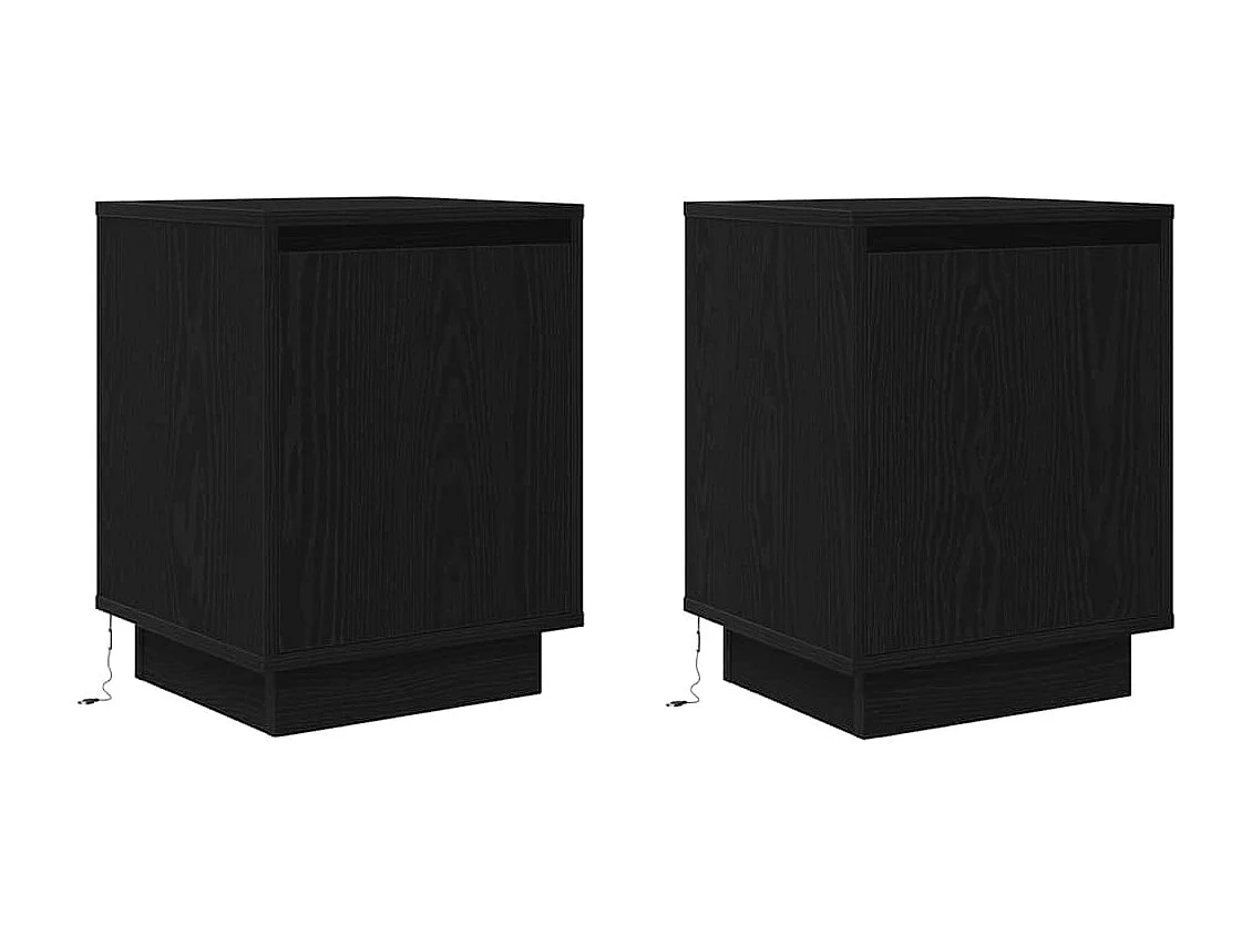 Nachttische mit LED-Leuchten 2er Set | Beistelltisch Schwarz 38x34x50 cm SHL11878