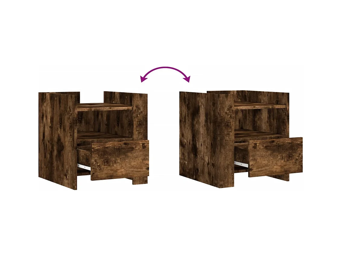 Table de chevet-Table d'appoint Compartiments ouverts chêne fumé 45x50x50 cm bois d'ingénierie