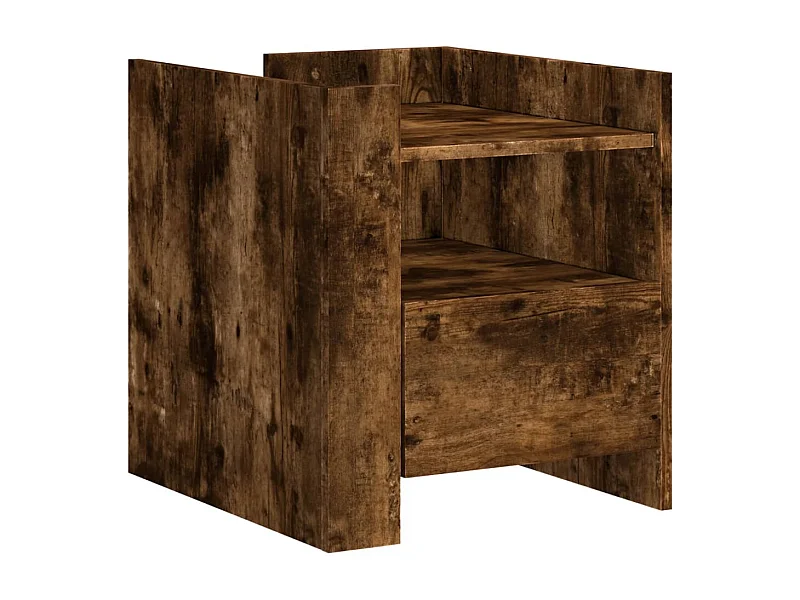 Nachtkastje | Bijzettafel Modern | Opbergkastje 45x50x50 cm bewerkt hout gerookt eikenkleurig