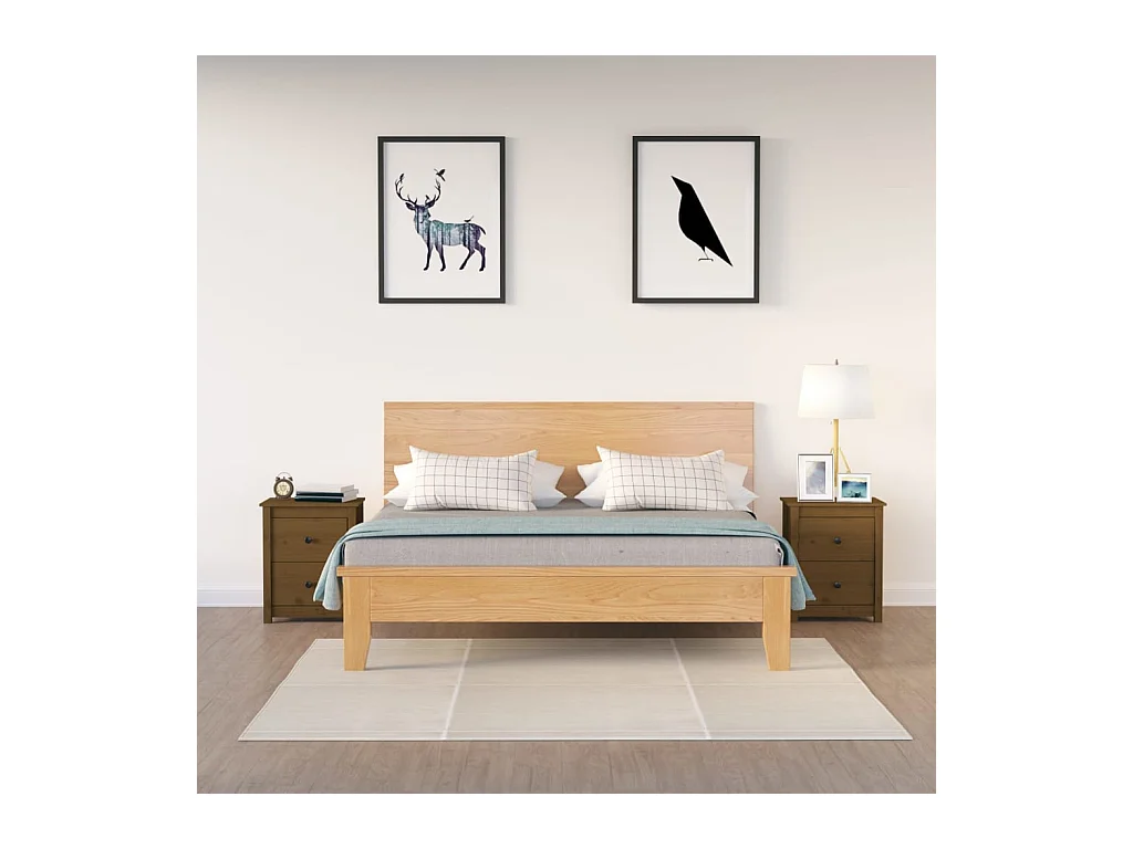 Mesitas de noche | Mesilla de noche 2 uds madera de pino marrón miel 50x35x61,5 cm