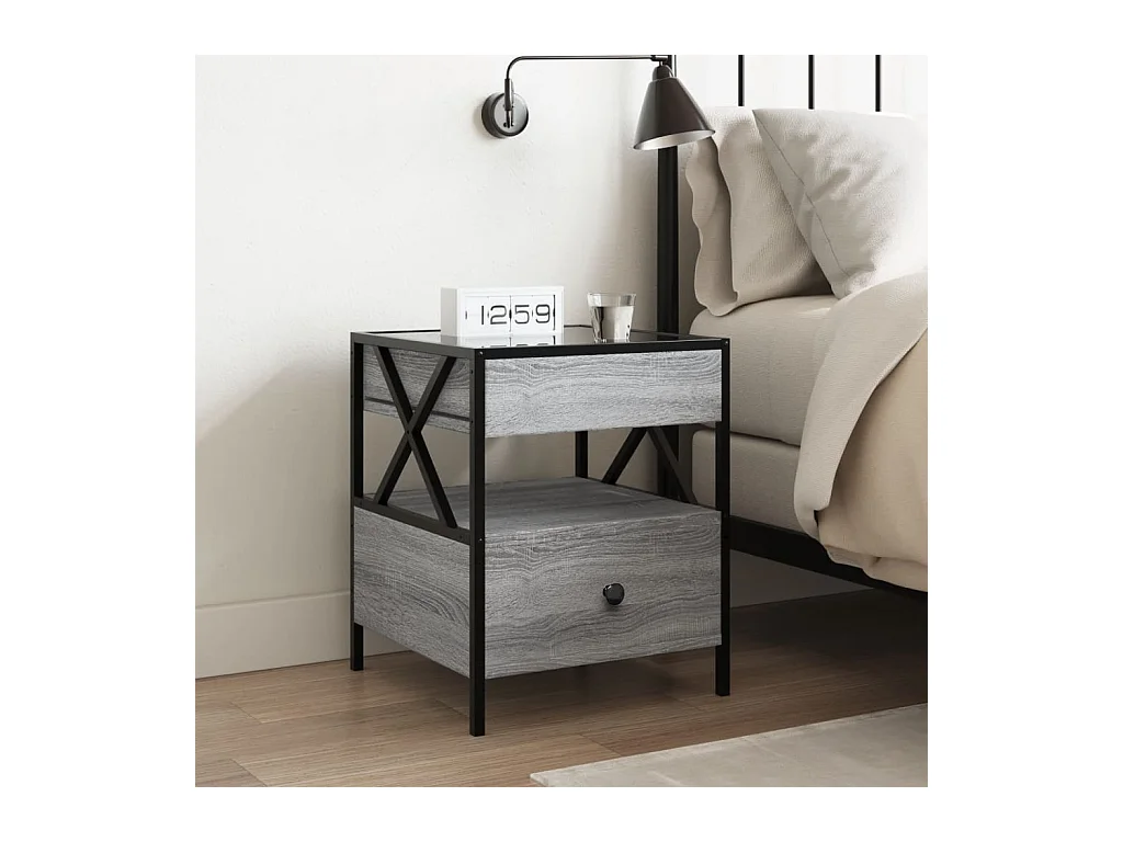 Mesa de centro | Mesa auxiliar con Infinity LED gris Sonoma 40x40x51 cm