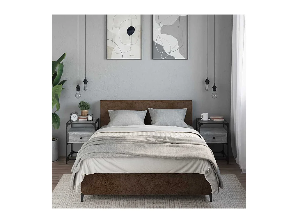 Mesita de noche | Mesilla de noche 2 uds. madera ingeniería gris Sonoma 40x40x55 cm