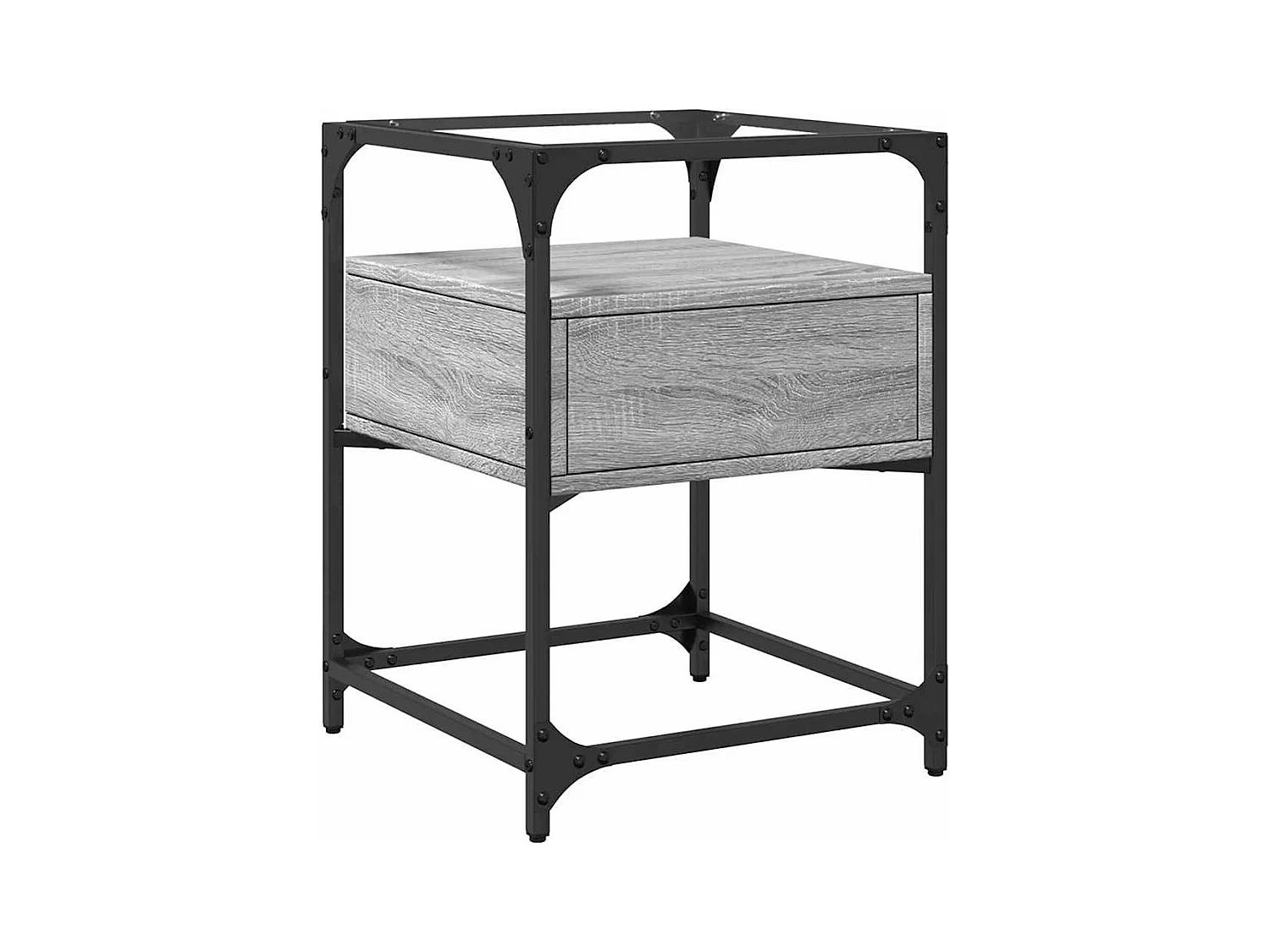 Mesita de noche | Mesilla de noche 2 uds. madera ingeniería gris Sonoma 40x40x55 cm