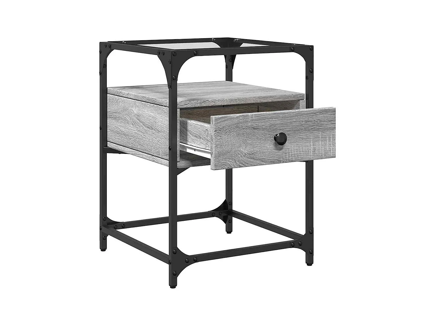 Mesita de noche | Mesilla de noche 2 uds. madera ingeniería gris Sonoma 40x40x55 cm