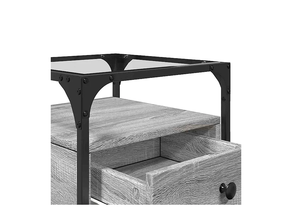 Mesita de noche | Mesilla de noche 2 uds. madera ingeniería gris Sonoma 40x40x55 cm