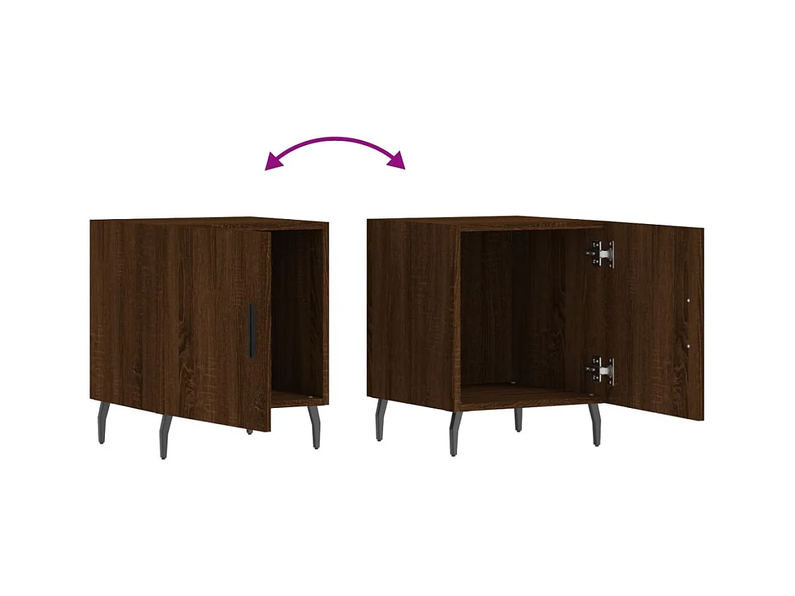 Lot de 2 Tables de chevet avec rangement chêne marron 40x40x50cm bois d'ingénierie