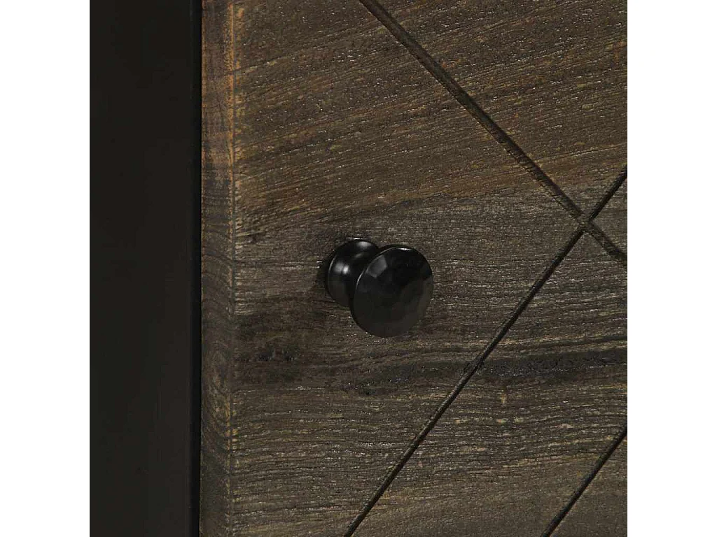 Nachttisch 2er Set-Beistelltisch-Nachttischkommode Schwarz 40x33x46 cm Massivholz Mango SHL33747