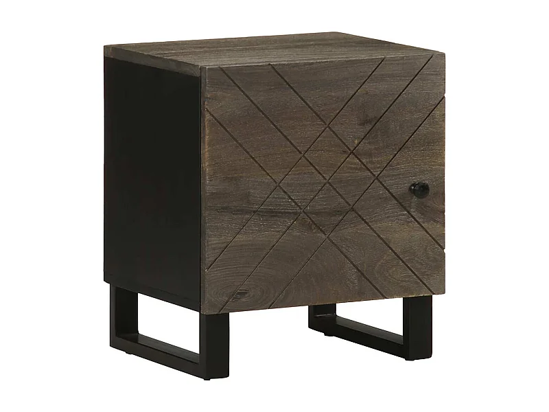 Nachttisch 2er Set-Beistelltisch-Nachttischkommode Schwarz 40x33x46 cm Massivholz Mango SHL33747