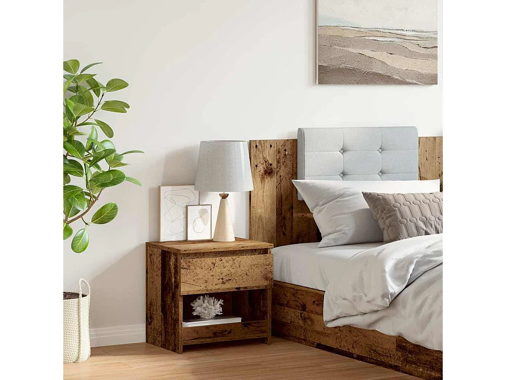 Nachttisch-Beistelltisch Altholz-Optik 40x30x39 cm Holzwerkstoff SHL72853