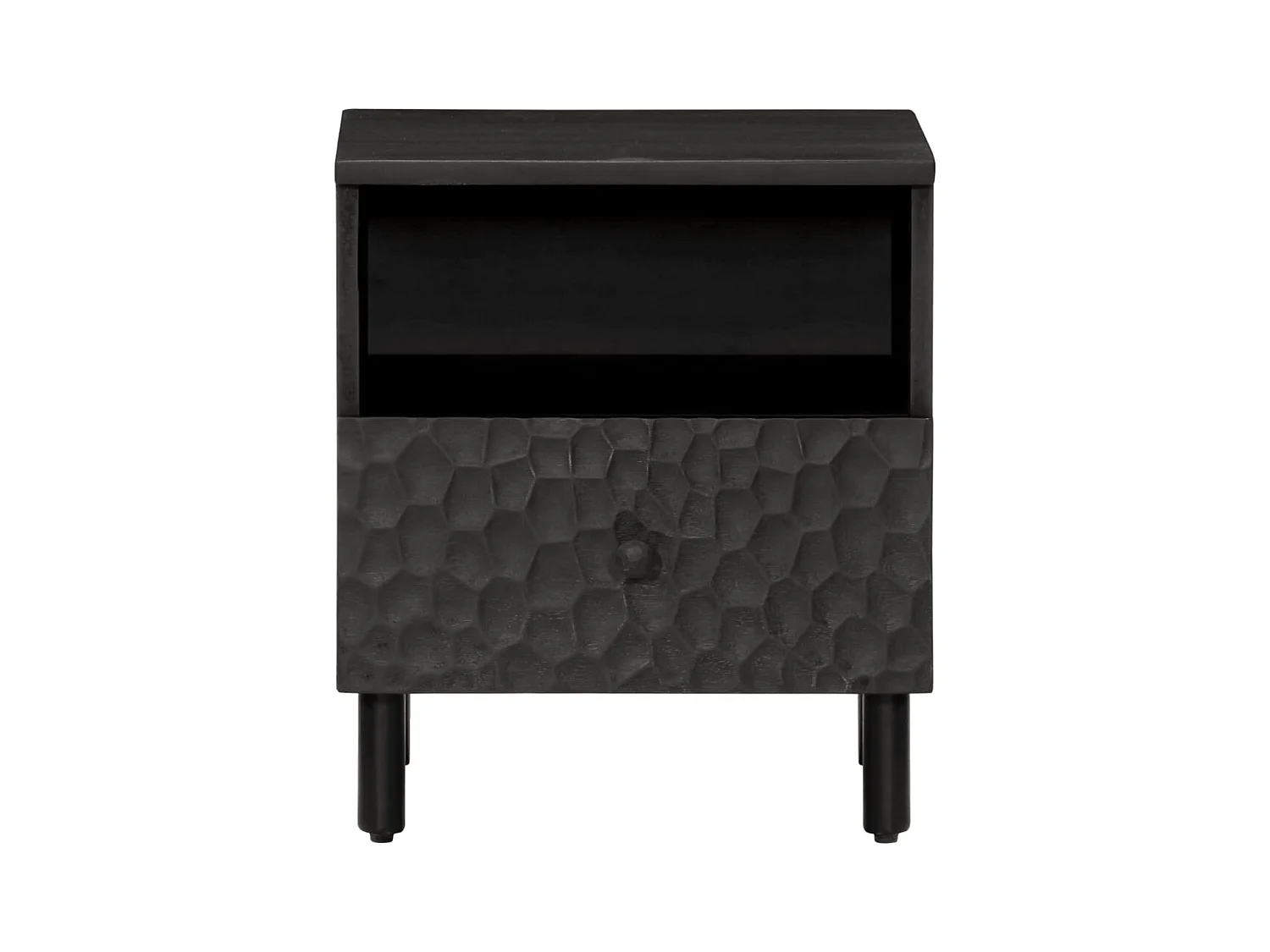 Mesitas de noche | Mesilla de noche 2 uds madera maciza de mango negro 40x33x46 cm