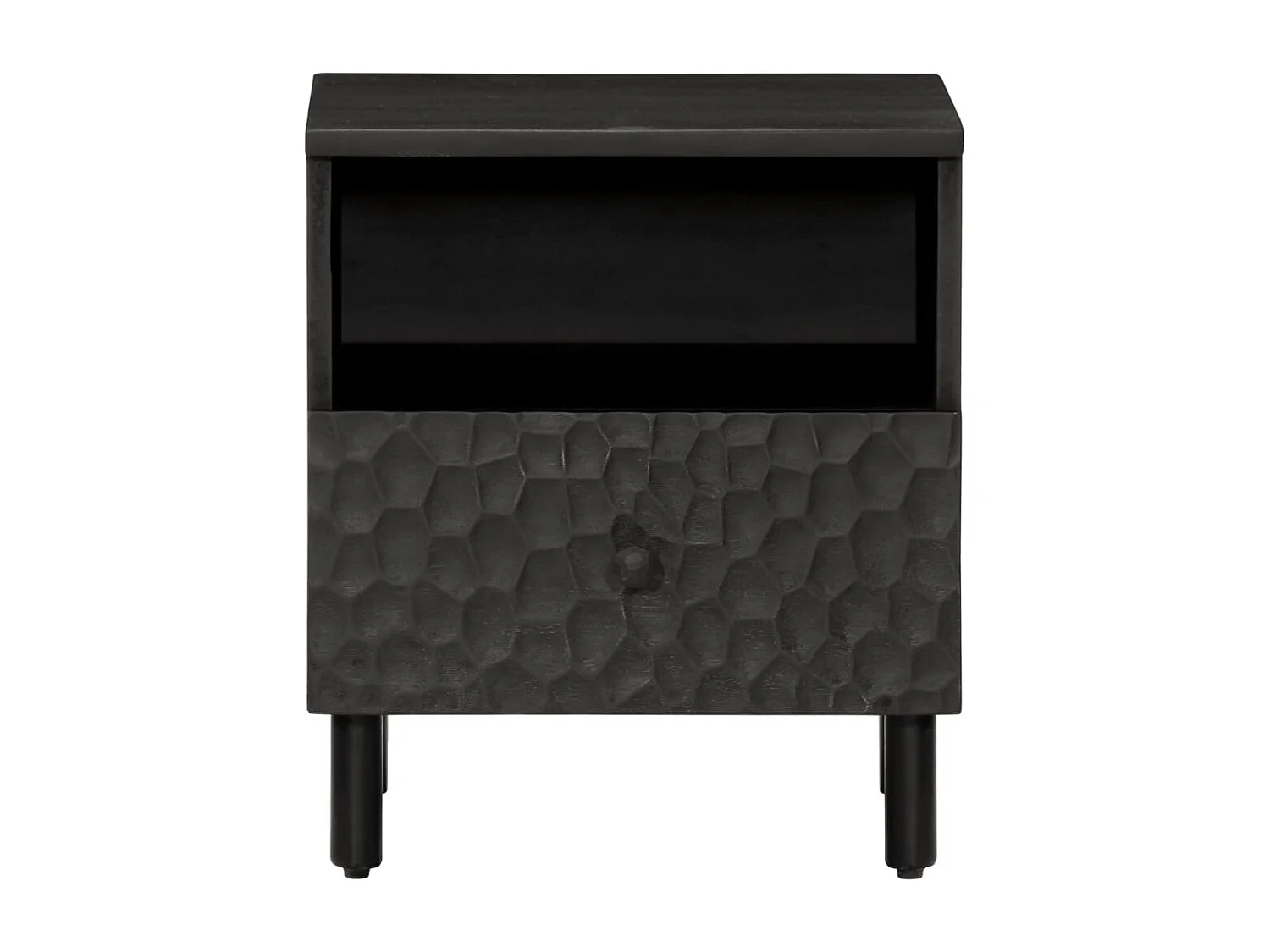 Nachttisch 2er Set-Beistelltisch Schwarz 40x33x46 cm Massivholz Mango SHL91019