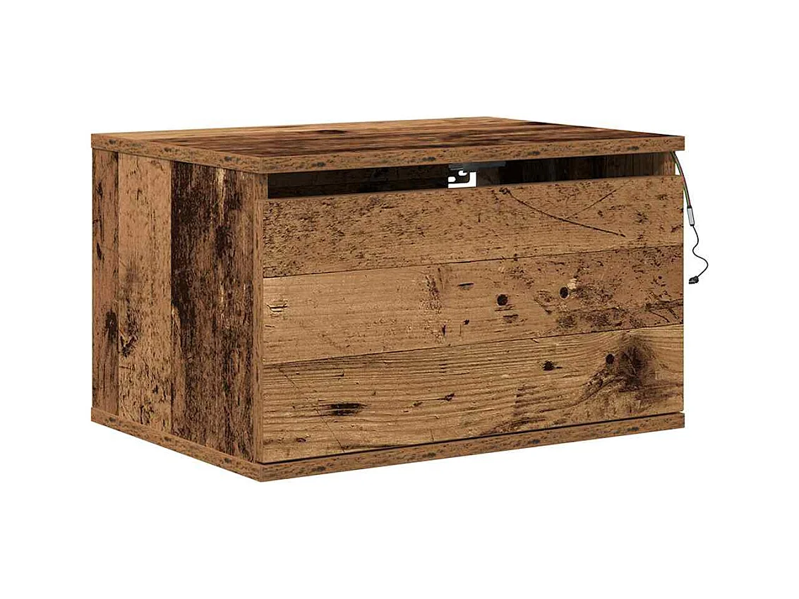 Mesita de Noche | Armario de Noche montado en la pared con 2 uds. Madera vieja