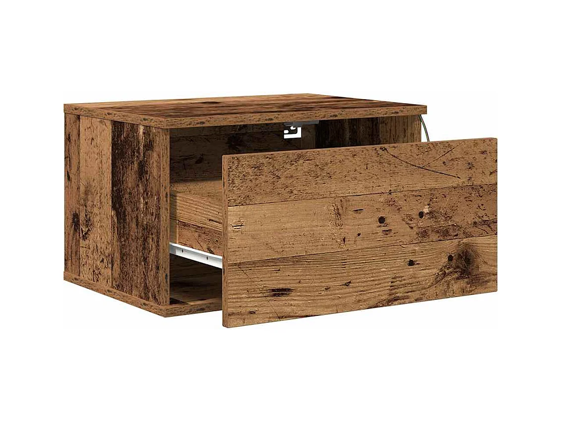 Mesita de Noche | Armario de Noche montado en la pared con 2 uds. Madera vieja