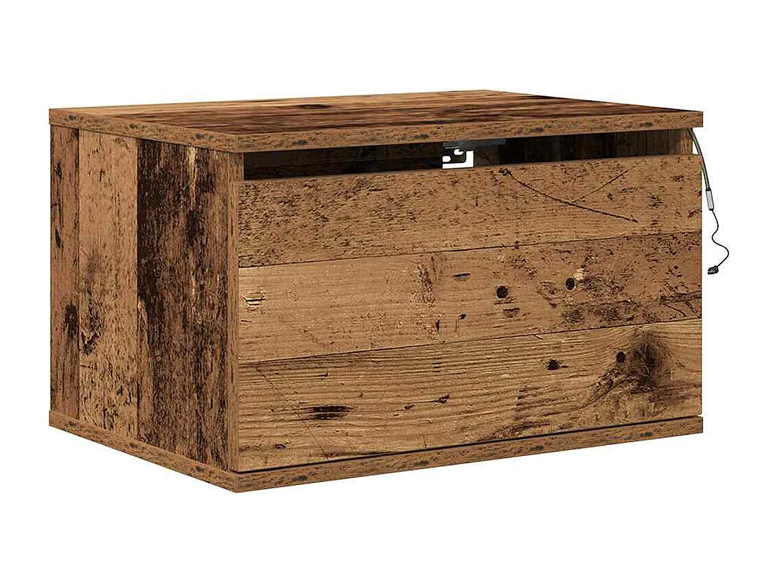 Nachtkastje | Wandkastje met lade 2 pcs Oud hout 50 x 36 x 30 cm Bewerkt hout