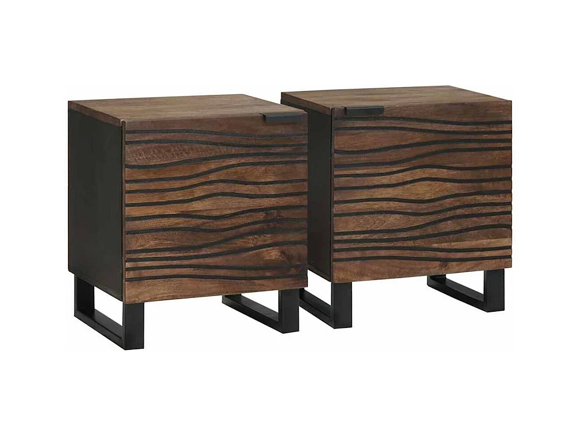 Mesita de Noche | Mesa auxiliar | Armario de Noche 2 uds. Nogal 40x33x46 cm