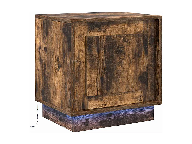 Nachtkastje | Bijzettafel Modern | Opbergkastje met Gerookt eiken 44 x 34,5 x 45 cm Bewerkt hout