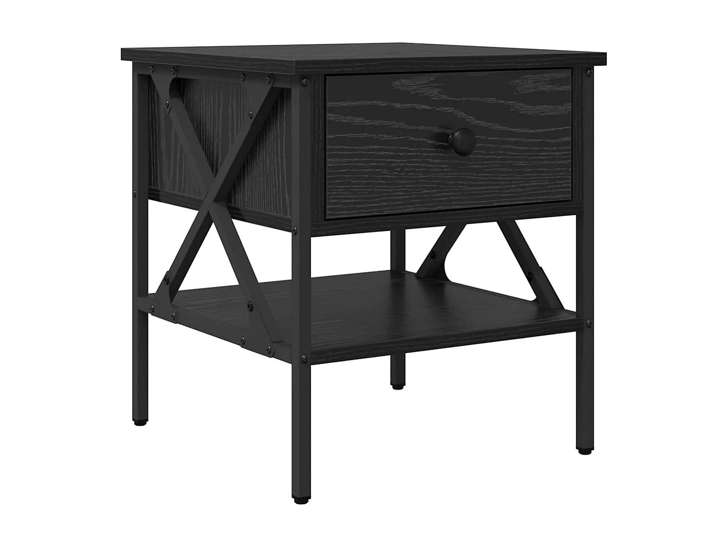 Mesita de Noche | Armario de Noche 2 uds con cajón Roble negro 40x42x45 cm