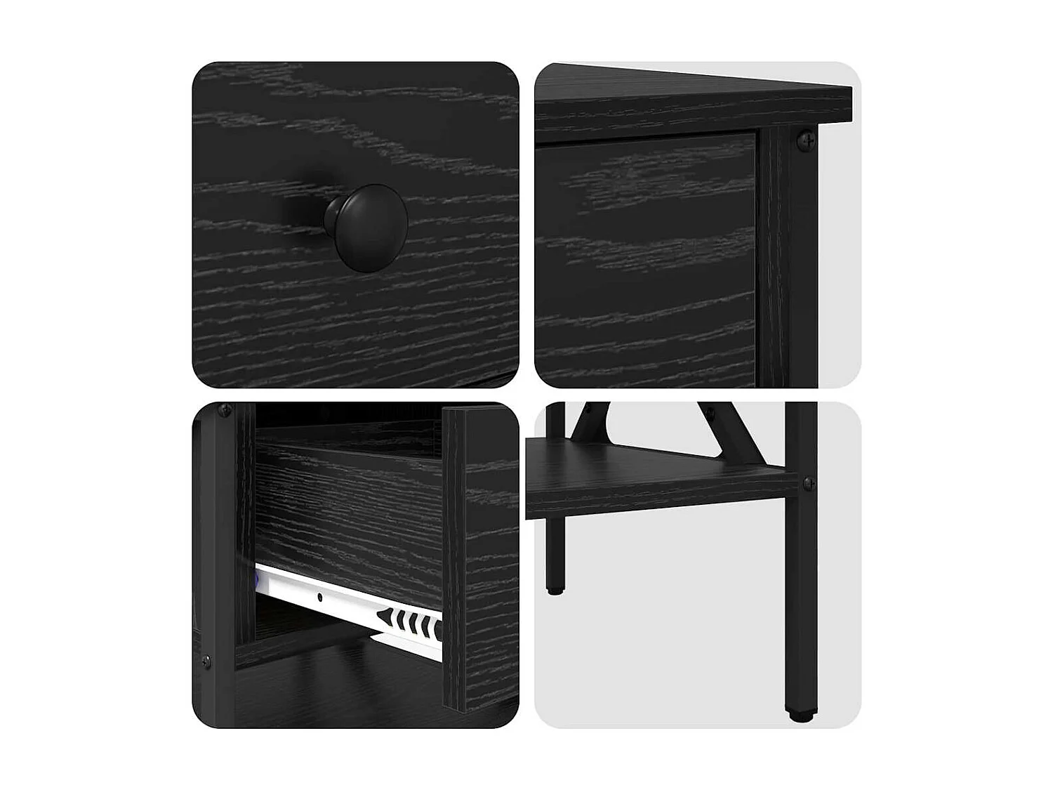 Mesita de Noche | Armario de Noche 2 uds con cajón Roble negro 40x42x45 cm