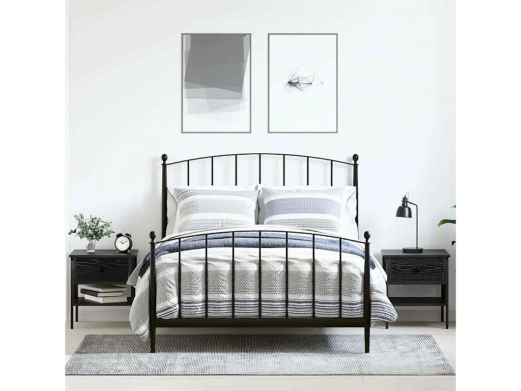 Mesita de Noche | Armario de Noche 2 uds con cajón Roble negro 40x42x45 cm