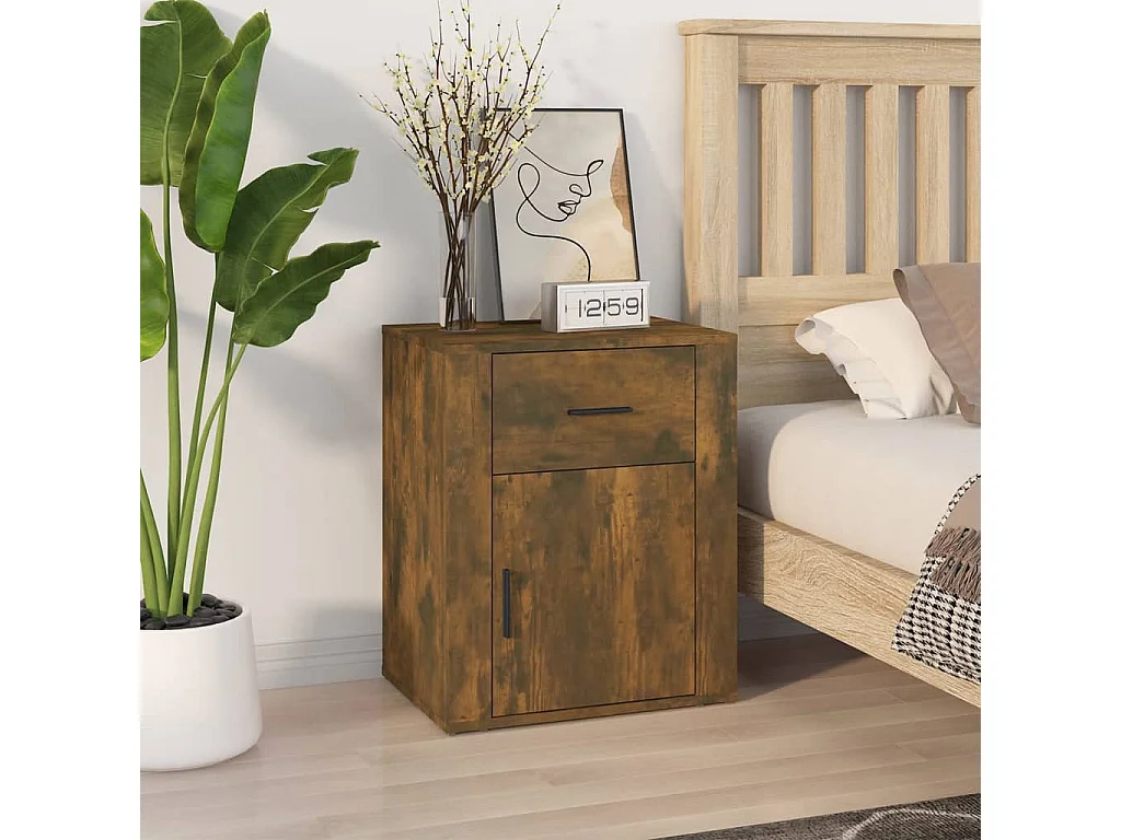 Nachttisch-Beistelltisch Räuchereiche 50x36x60 cm Holzwerkstoff SHL17522