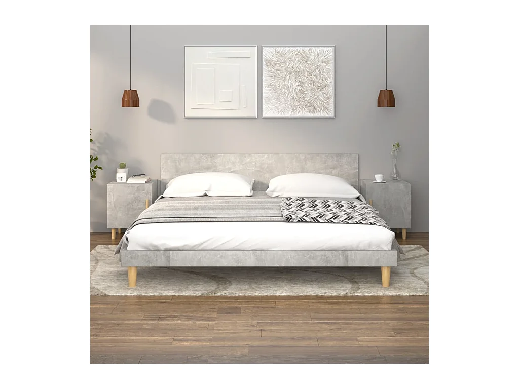 Table de chevet-Petite Table d'appoint-Table de nuit Gris béton Bois d'ingénierie