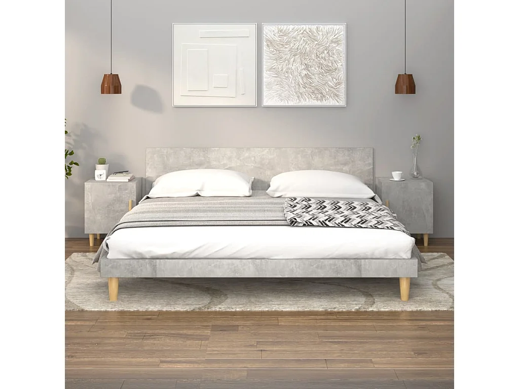 Mesita de noche | Mesilla de noche madera contrachapada gris hormigón