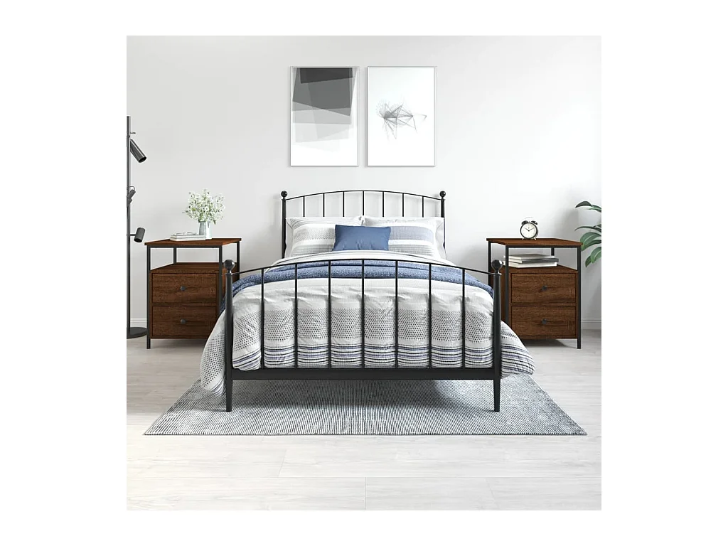 Mesitas de noche | Mesilla de noche 2 uds madera ingeniería roble marrón 44x45x60 cm