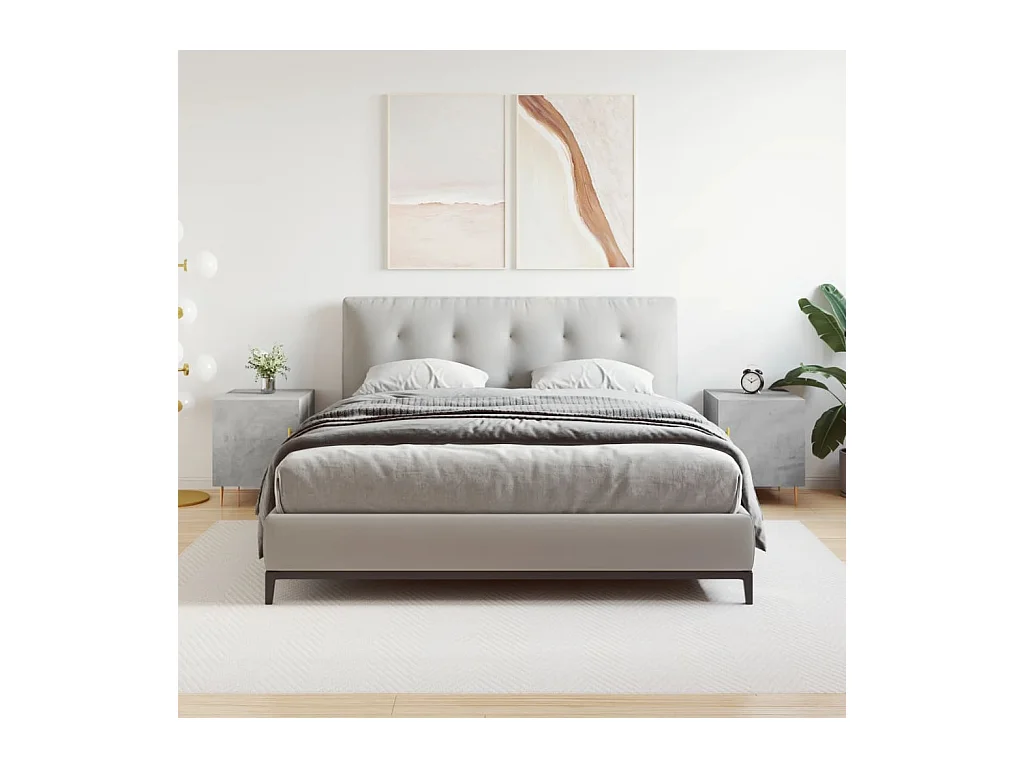 Mesa de Cabeceira Moderna 2 peças 40x40x50 cm derivados madeira cinza cimento