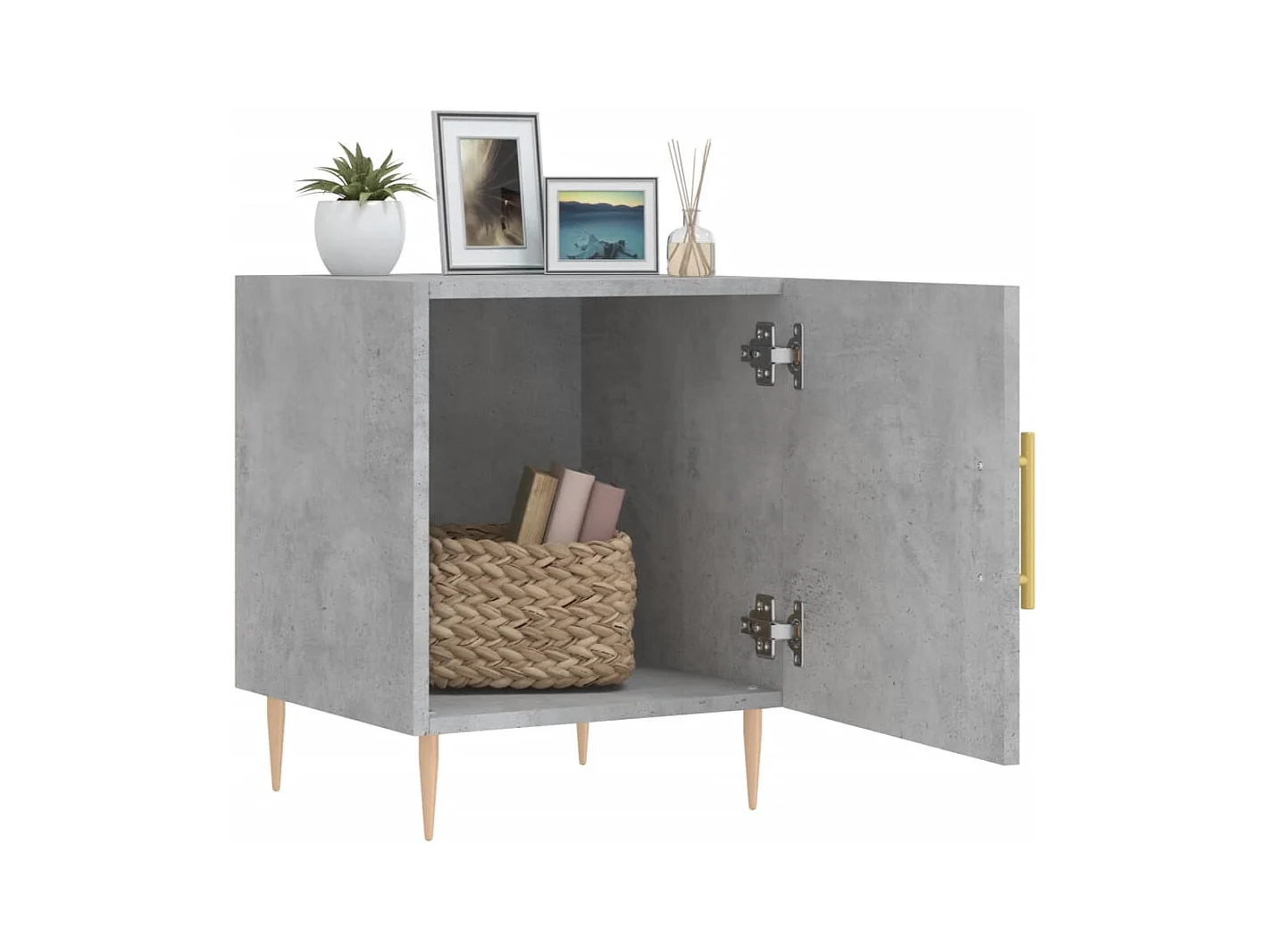 Mesa de Cabeceira Moderna 2 peças 40x40x50 cm derivados madeira cinza cimento