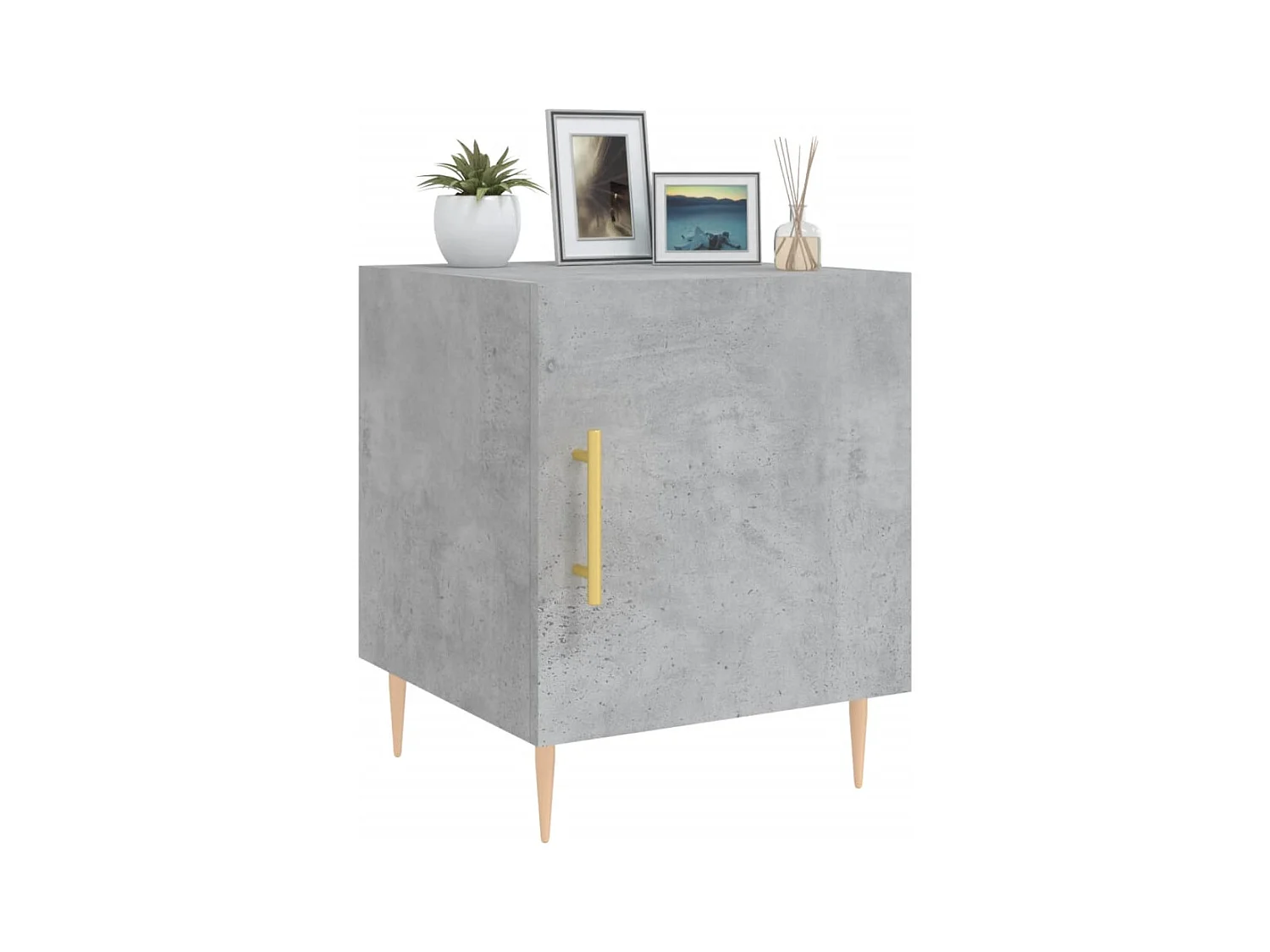 Mesa de Cabeceira Moderna 2 peças 40x40x50 cm derivados madeira cinza cimento