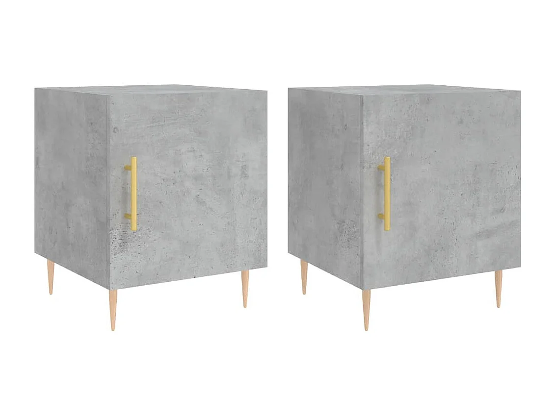 Lot de 2 Tables de chevet Étroite avec Étagère de rangement gris béton 40x40x50 cm bois d’ingénierie