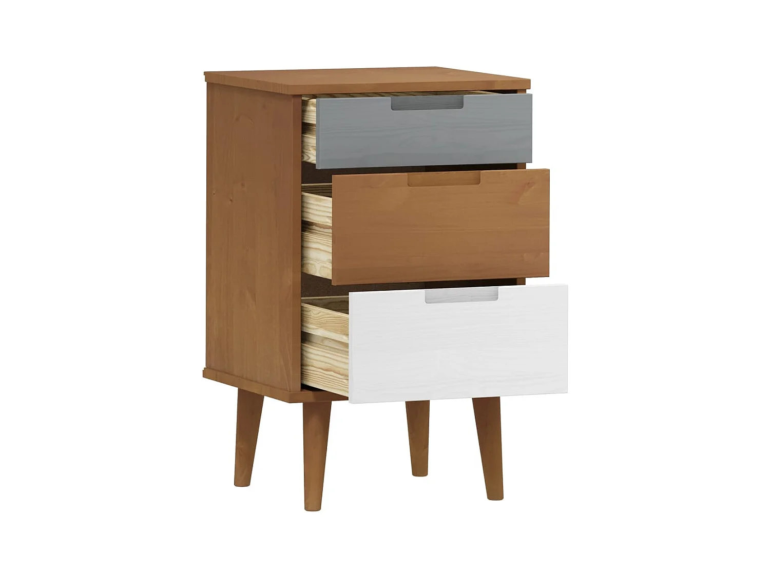 Table de chevet-Table d'appoint MOLDE Marron 40x35x65 cm Bois de pin solide