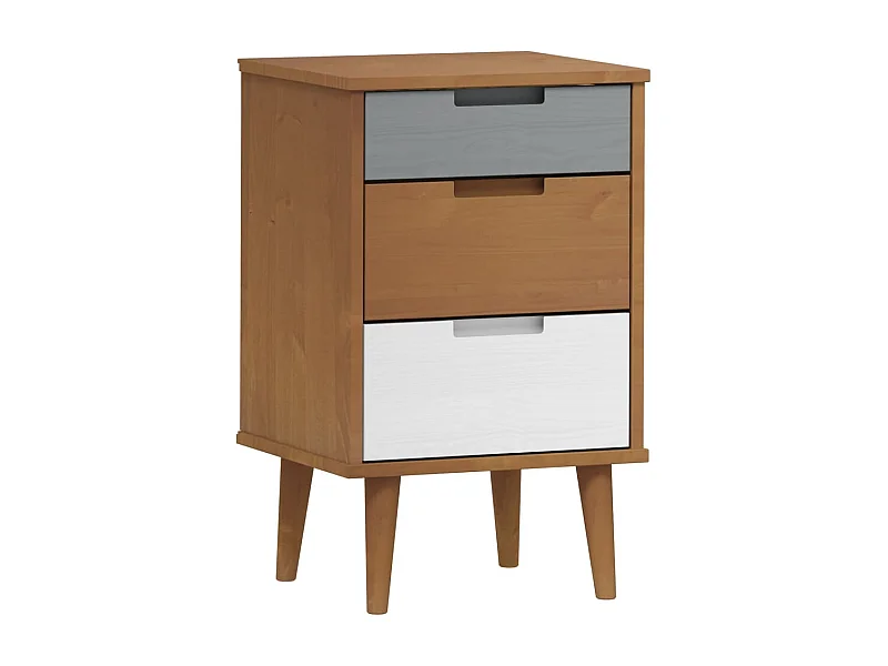 Table de chevet-Table d'appoint MOLDE Marron 40x35x65 cm Bois de pin solide