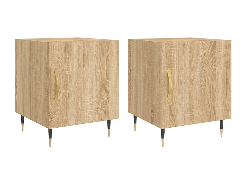 Lot de 2 Tables de chevet Étroite avec Étagère de rangement chêne sonoma 40x40x50 cm bois ingénierie