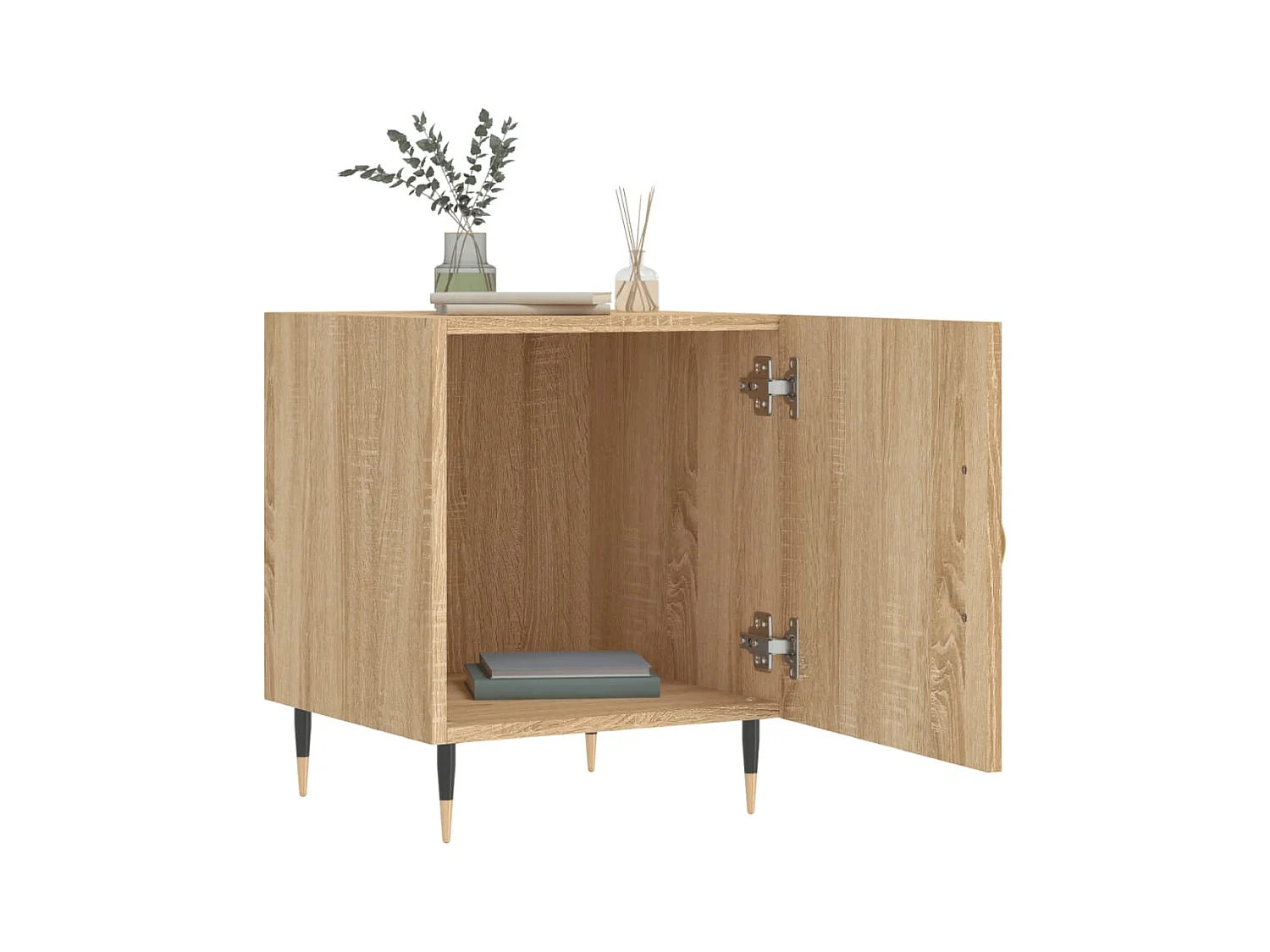 Mesitas de noche | Mesilla de noche 2 uds madera ingeniería roble Sonoma 40x40x50 cm